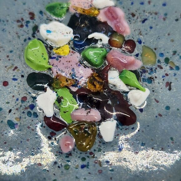 Large Copper Enamel Brooch Pin Bar Medal Medallion Shape w Glass Frit w Box VTG - Picture 4 of 5